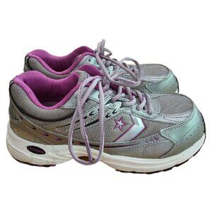 Converse Sneakers C388 Size 6W Womens Leather Safety Work Shoes Grey Purple